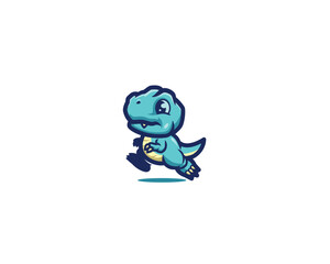 Cute dinosaur a run mascot logo