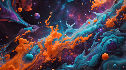 3d illustration of abstract galaxy background with planets, stars and nebula