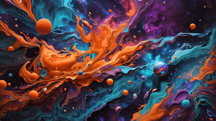 3d illustration of abstract galaxy background with planets, stars and nebula