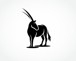 silhouette look side oryx logo design template illustration inspiration