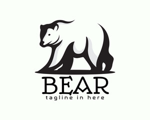 walking bear art style logo symbol design template illustration inspiration