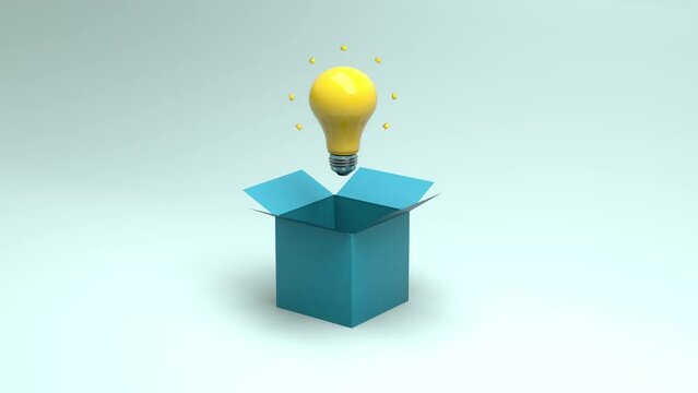 Think Outside The Box Idea Concept Light Bulb 3D Animation