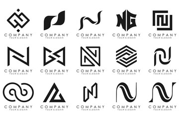 set of Abstract letter N logo design. modern creative logotype monogram icon design inspiration.