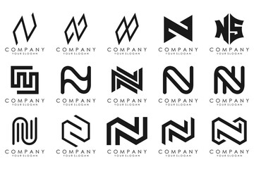 set of Abstract letter N logo design. modern creative logotype monogram icon design inspiration.