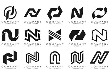 set of Abstract letter N logo design. modern creative logotype monogram icon design inspiration.