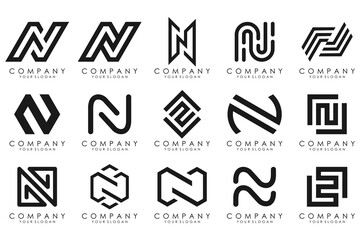 set of Abstract letter N logo design. modern creative logotype monogram icon design inspiration.