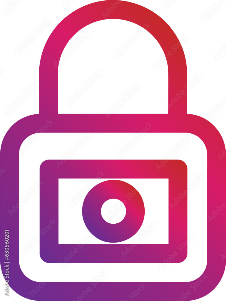 Poster gradient style outline security padlock icon
