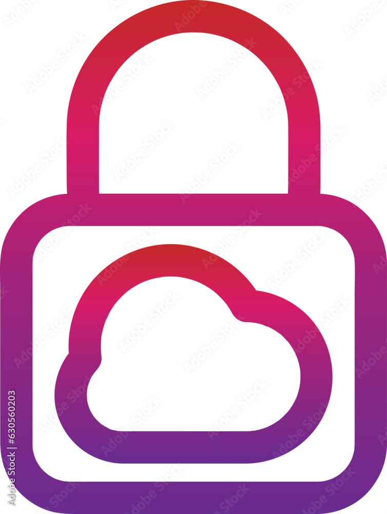 Poster gradient style outline security padlock icon