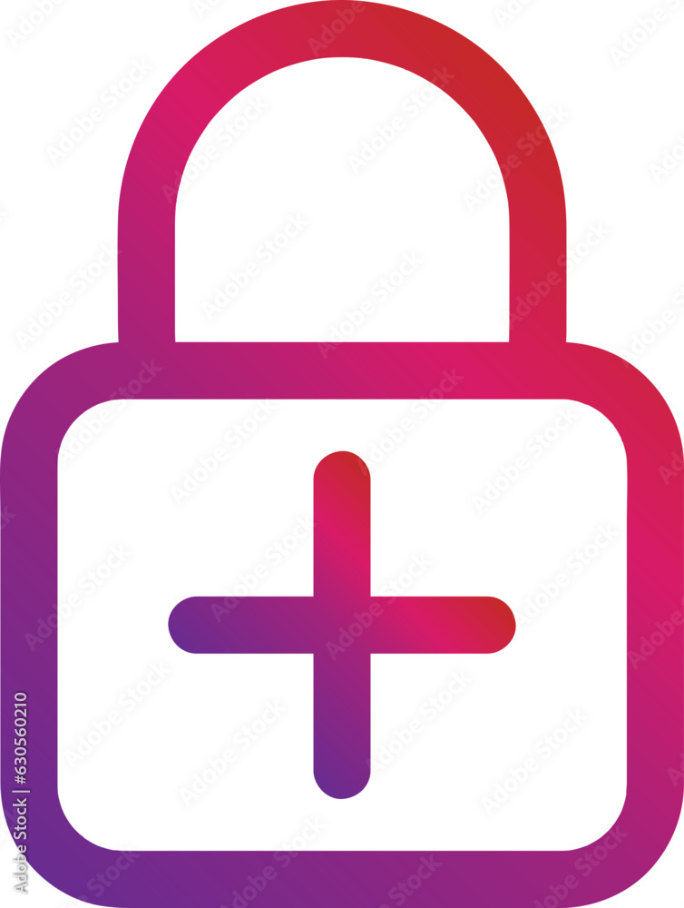 Poster gradient style outline security padlock icon