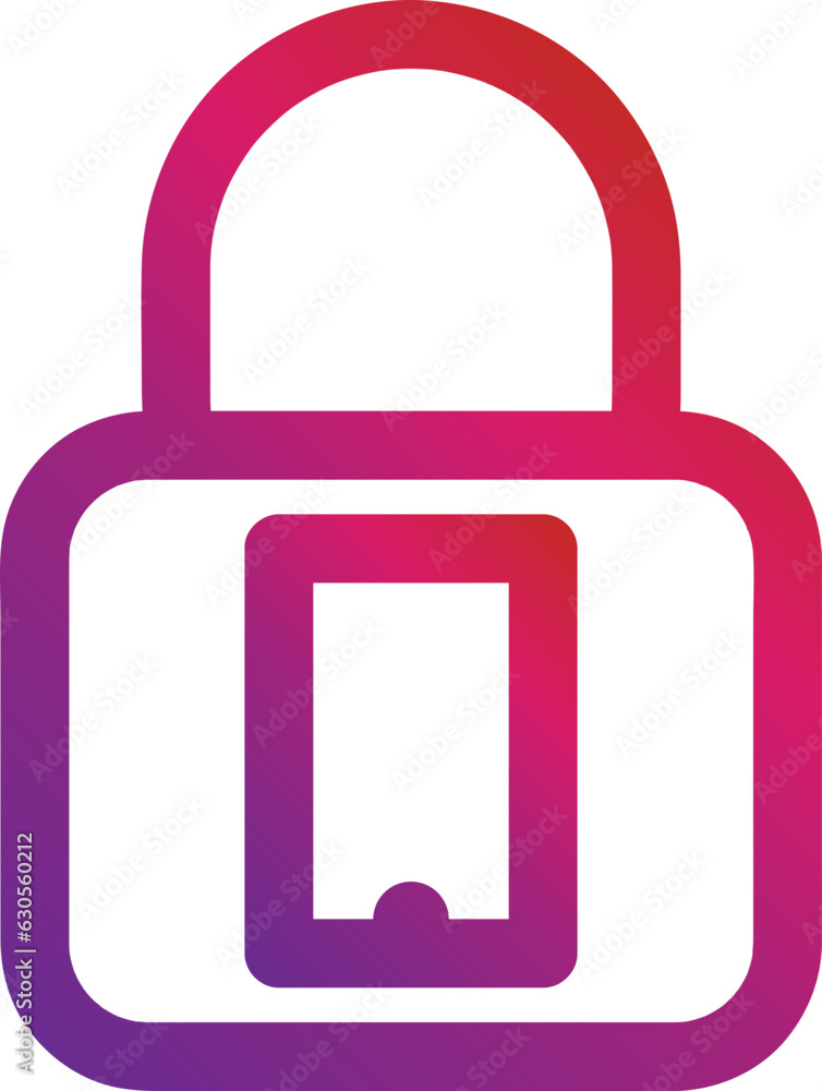 Poster gradient style outline security padlock icon