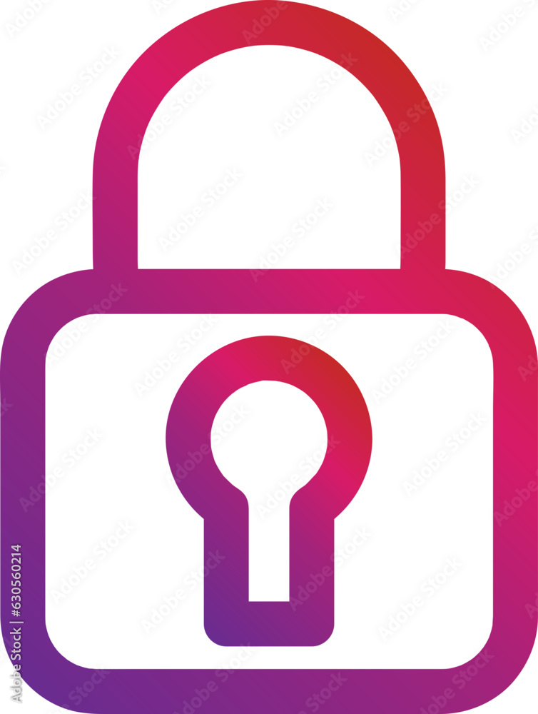 Poster gradient style outline security padlock icon
