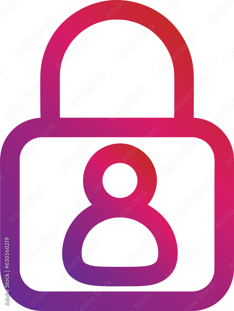 Poster gradient style outline security padlock icon