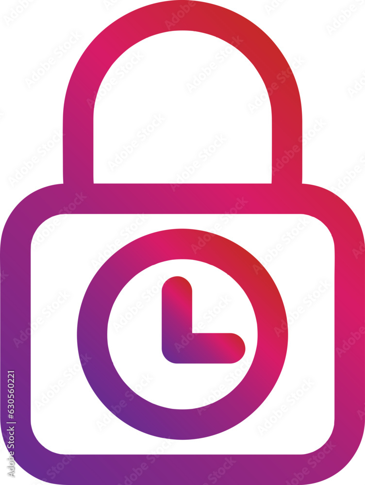 Poster gradient style outline security padlock icon