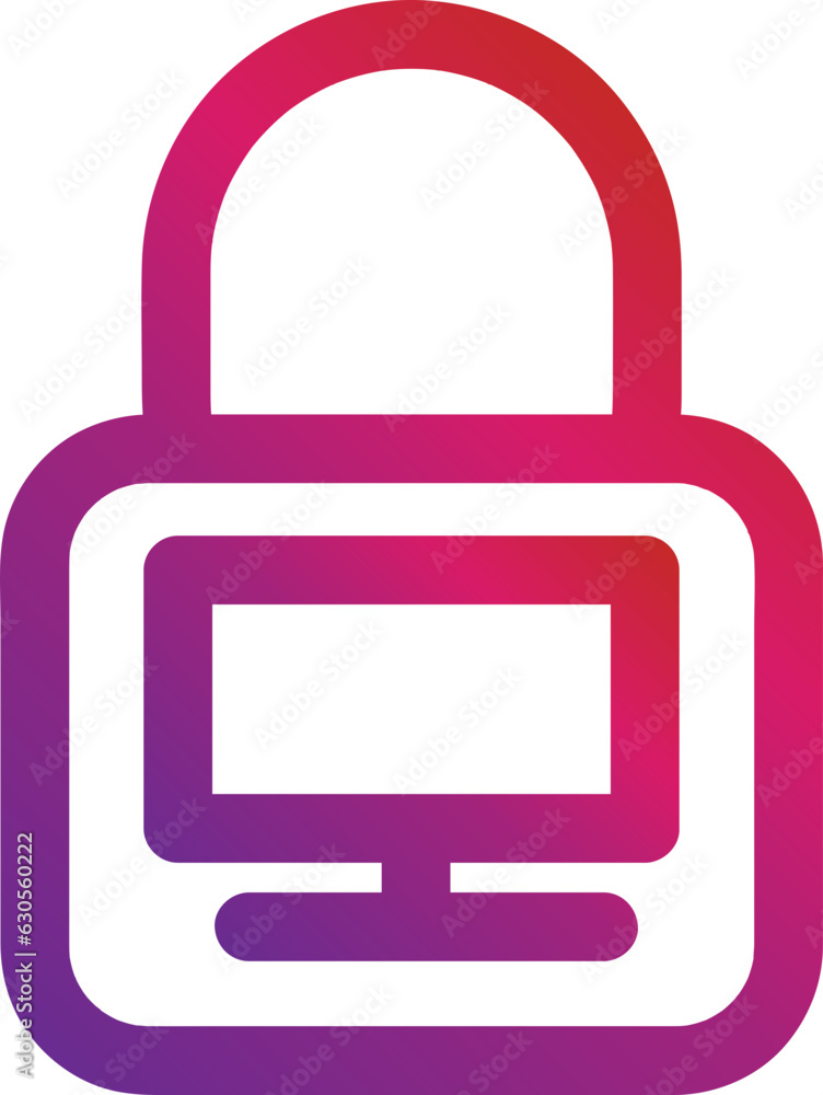 Poster gradient style outline security padlock icon