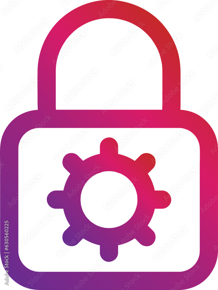 Poster gradient style outline security padlock icon
