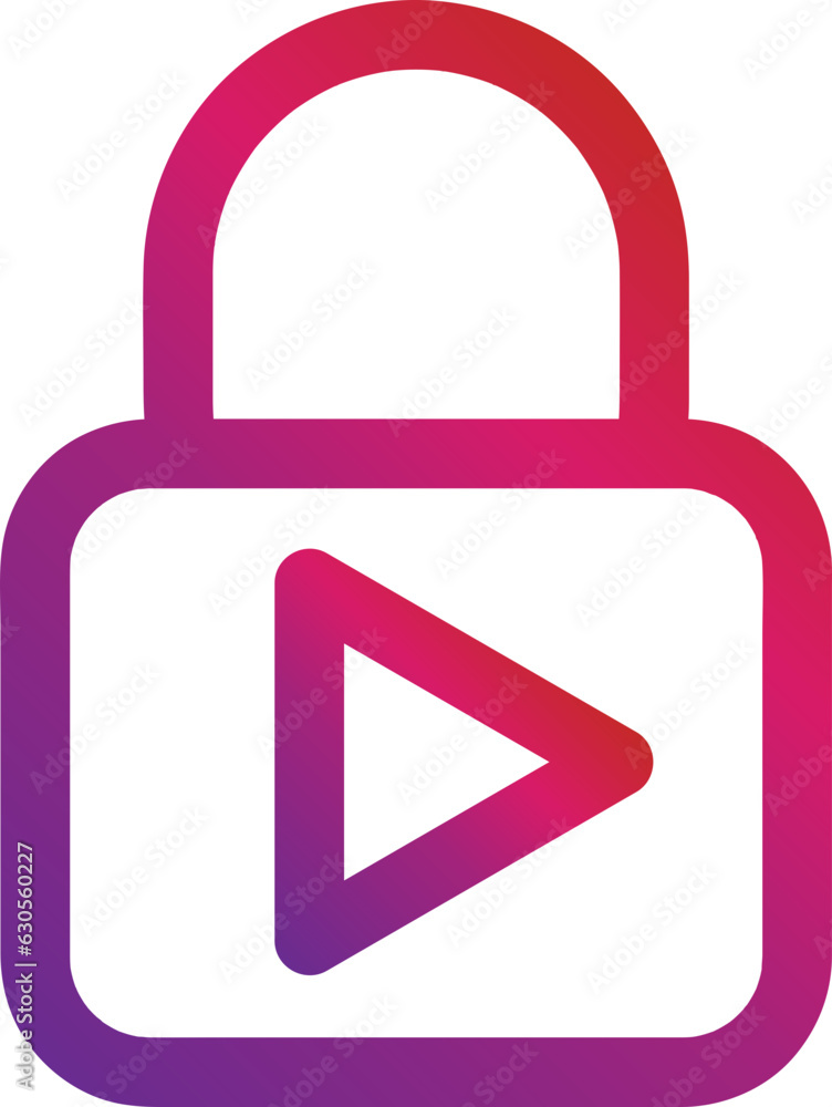 Poster gradient style outline security padlock icon