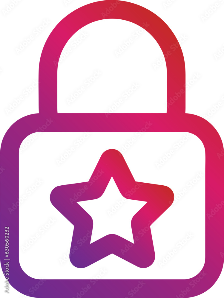 Poster gradient style outline security padlock icon