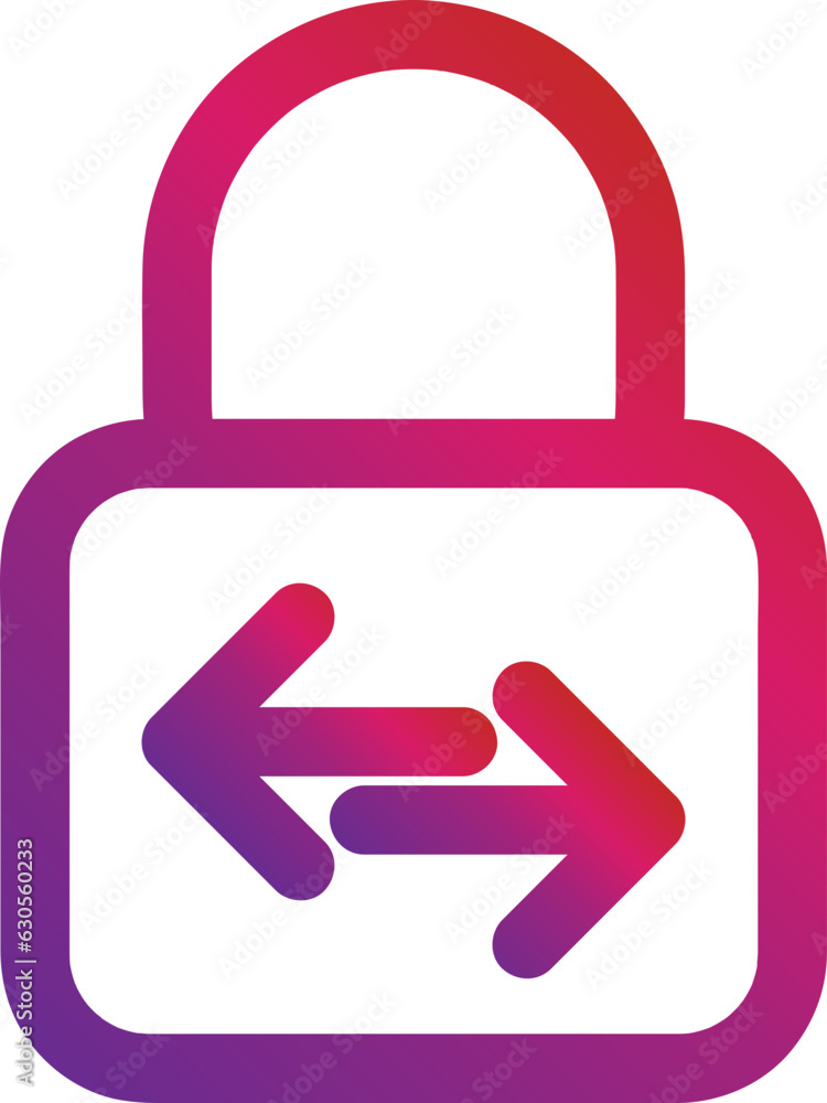 Poster gradient style outline security padlock icon