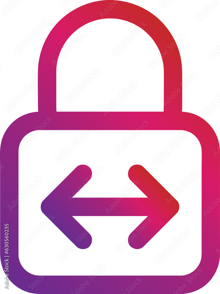 Poster gradient style outline security padlock icon