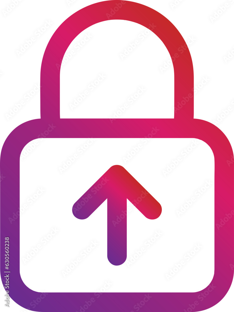 Poster gradient style outline security padlock icon