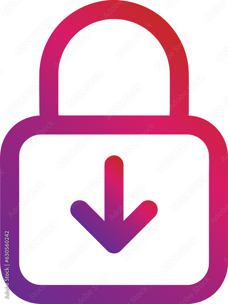 Poster gradient style outline security padlock icon