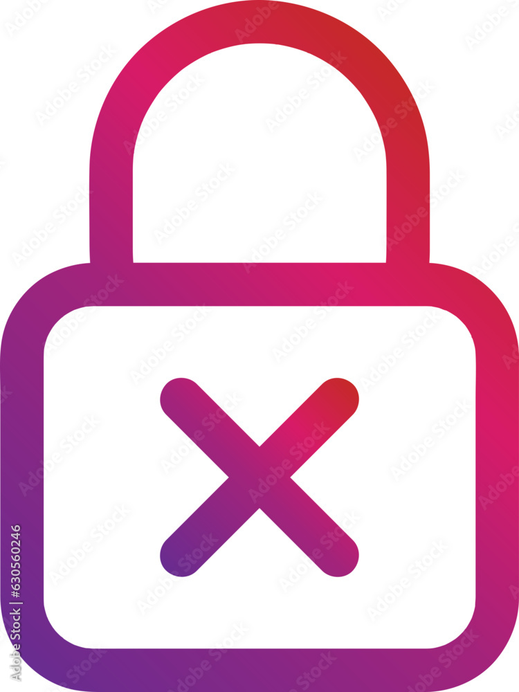 Poster gradient style outline security padlock icon