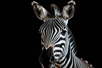 Fototapeta na wymiar zebra on black background