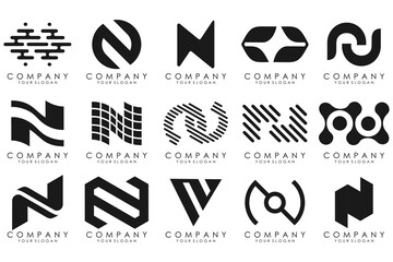 set of Abstract letter N logo design. modern creative logotype monogram icon design inspiration.