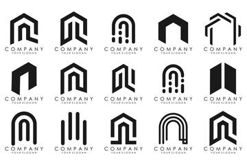 set of Abstract letter N logo design. modern creative logotype monogram icon design inspiration.