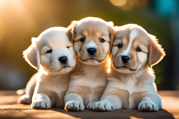 Three puppies are brothers