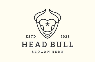 Head bull logo vector icon illustration hipster vintage retro