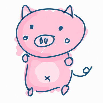 illustration painting of cute pig 