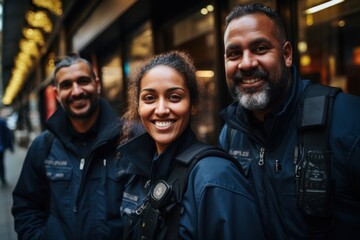 Portraits of women, men, and security guards in the city. Cross your arms and enjoy your support, safety, and teamwork.