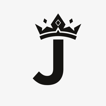 Crown Logo on Letter J Vector Template for Beauty, Fashion, Elegant, Luxury Sign
