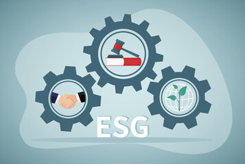 ESG, Environmental, Social and Corporate Governance, company responsibility to care world environment and people concept - obrazy, fototapety, plakaty