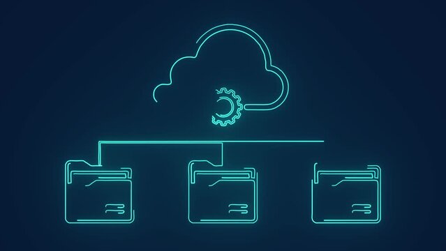 Cloud database storage management from cloud data centers technology animation