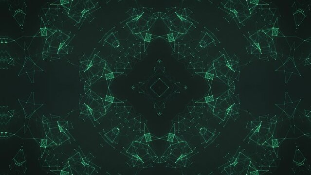 Green Fractal Geometric Circular Mandala Patterns, Continuous, Expanding, Multiplying 