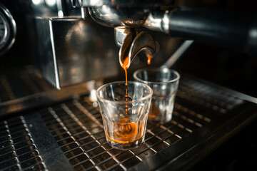 Espresso coffee from the machine