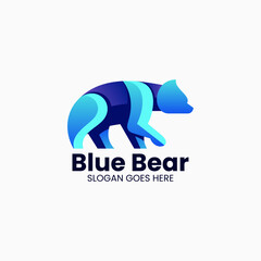 Vector Logo Illustration Blue Bear Gradient Colorful Style