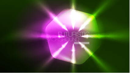 Technology Digital Neon Abstract Background, Abstract Hexagons, Digital Cyberspace, Modern Hi-tech, Science, Futuristic Techno Design Template