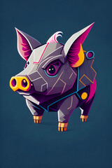 A detailed illustration of a pig with leaf, paint splash, and graffiti background for a t-shirt design and fashion