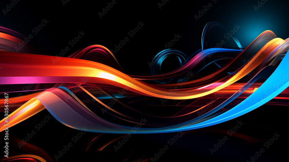 Poster abstract composition of neon lines and shapes background