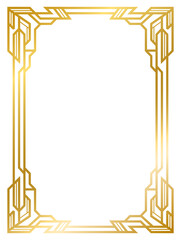 Art Deco gold frame vintage frame line geometric wedding label card frame png transparent background