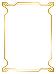 Art Deco gold frame vintage frame line geometric wedding label card frame png transparent background