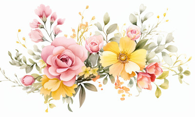 Flowers bouquet watercolor paint