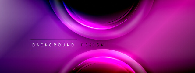 Circles lines and bubbles on bright glowing effect gradient with light and shadow effects. Dynamic interplay of light, shadow and depth. Futuristic and rhythmic technology design