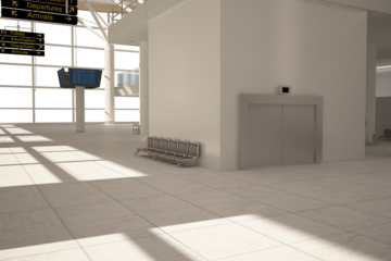 Digital png illustration of airport interior on transparent background