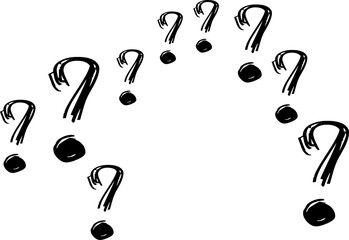 Fototapeta premium Digital png illustration of question marks on transparent background