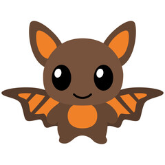 Pretty Baby Bat Kawaii Chibi Cartoon Style. Design Illustration Element for Decoration or Ornament in Artwork or Halloween Festival
