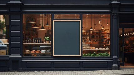 Mockup outdoor wall store shop sign